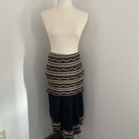 AlpandinA Tube Skirt / Dress / Shawl Black & Brown Knit Baby Alpaca Made in Peru - Picture 4 of 11
